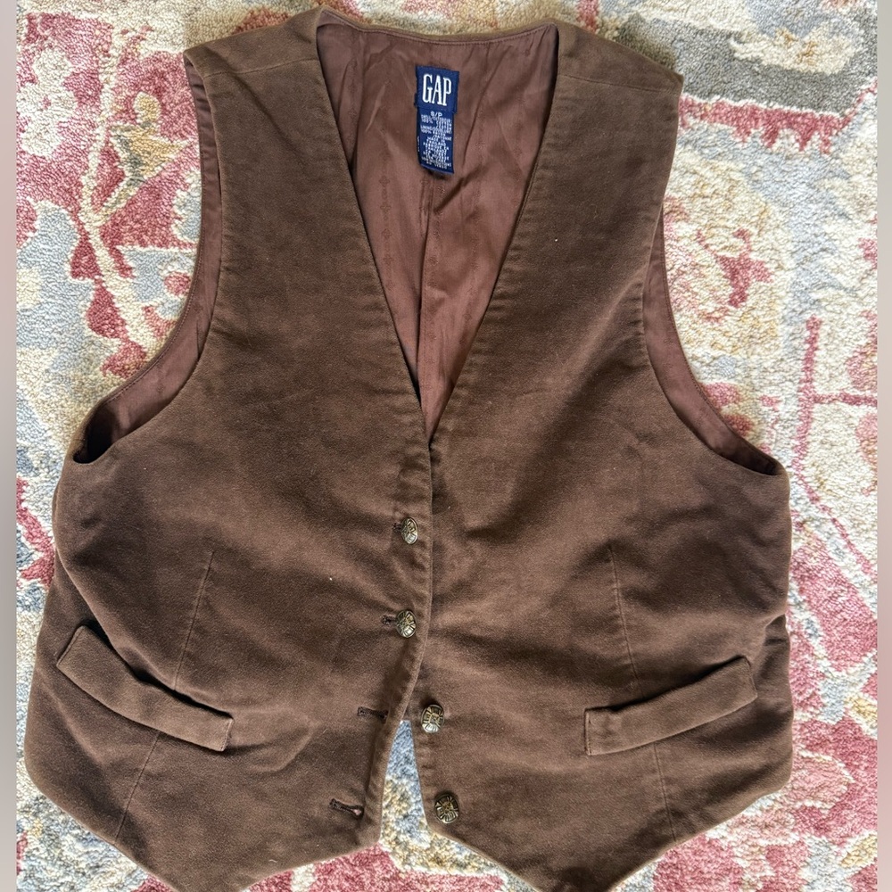 Vintage GAP Chocolate Brown Vest with Button Closure - Picture 5 of 7